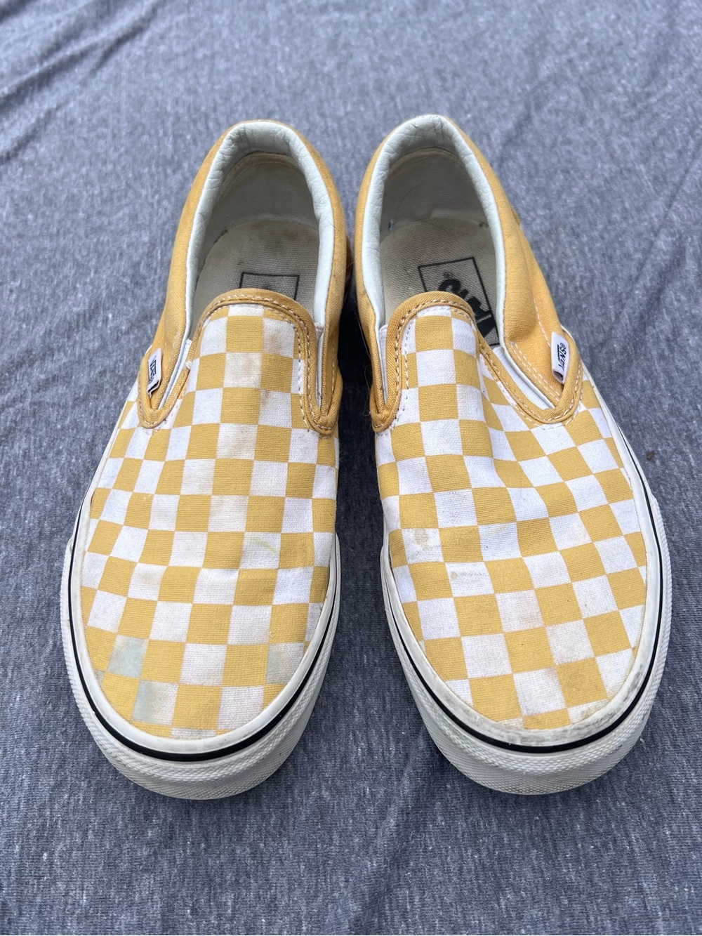 Yellow Checkered VANS Classic Slip On Skate Shoe - Women’s 6.5